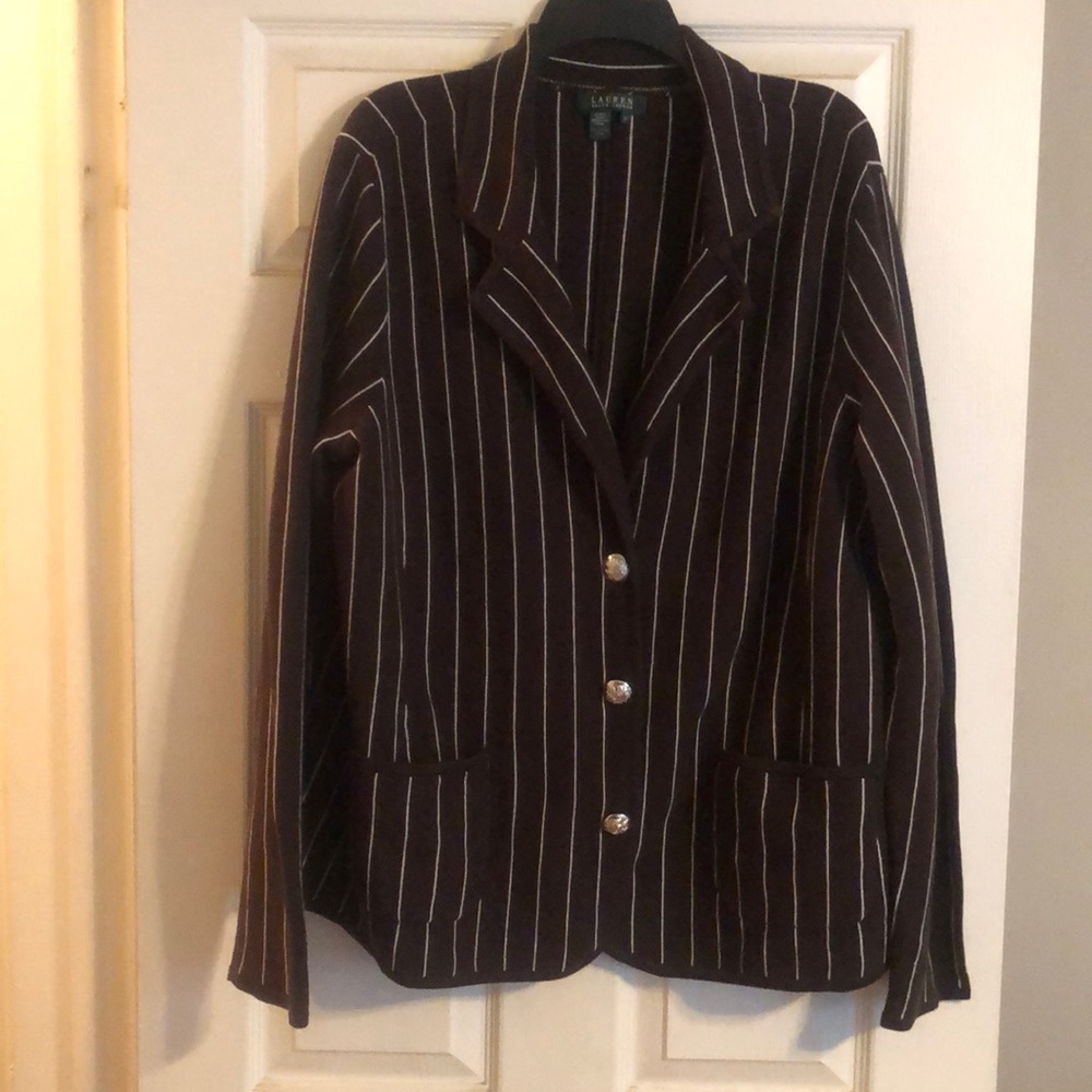Ralph Lauren Sweater-Knit Brown Blazer